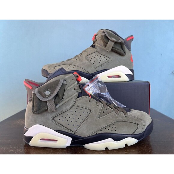 Nike Air Jordan 6 Retro x Travis Scott Olive Green Men's Size 10 CN1084-200 - Picture 1 of 11